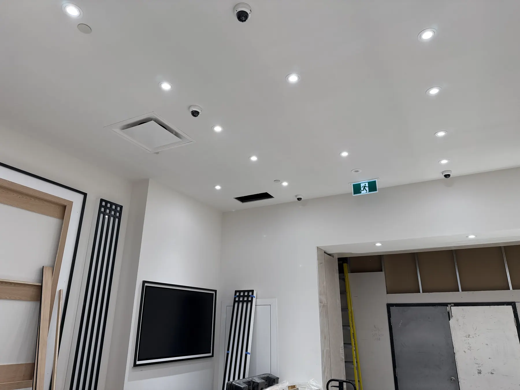 Ceiling dome cameras covering the side of a jewellery showroom